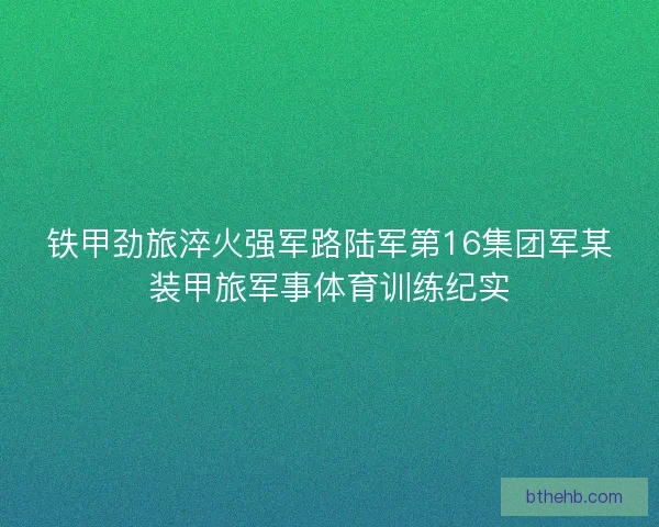 铁甲劲旅淬火强军路陆军第16集团军某装甲旅军事体育训练纪实