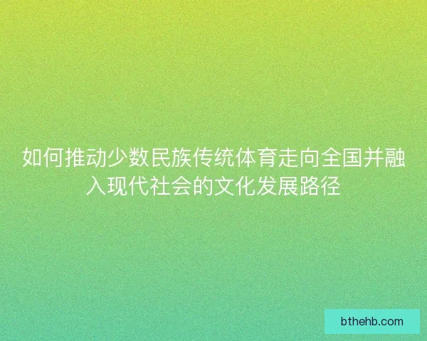 如何推动少数民族传统体育走向全国并融入现代社会的文化发展路径