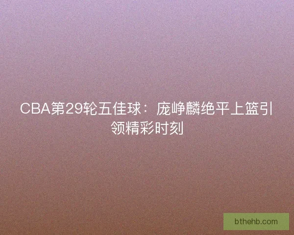 CBA第29轮五佳球:庞峥麟绝平上篮引领精彩时刻 CBA第29轮五佳球:庞峥麟绝平上篮引领精彩时刻